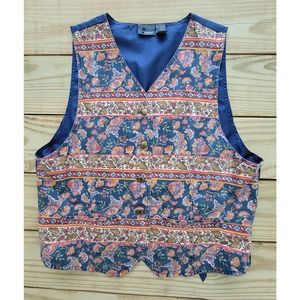 *VINTAGE 90s* *EUC* Women's Liz Wear Floral Print Button-Down Vest Size L